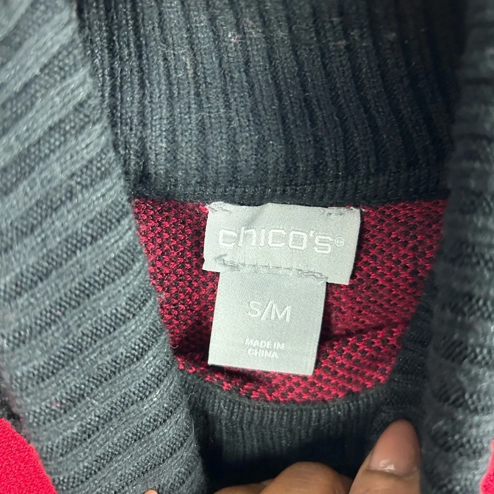 Chico's Women’s Roses Jacquard Pullover Sweater Sz S/M Comfy Cozy Winter Chic